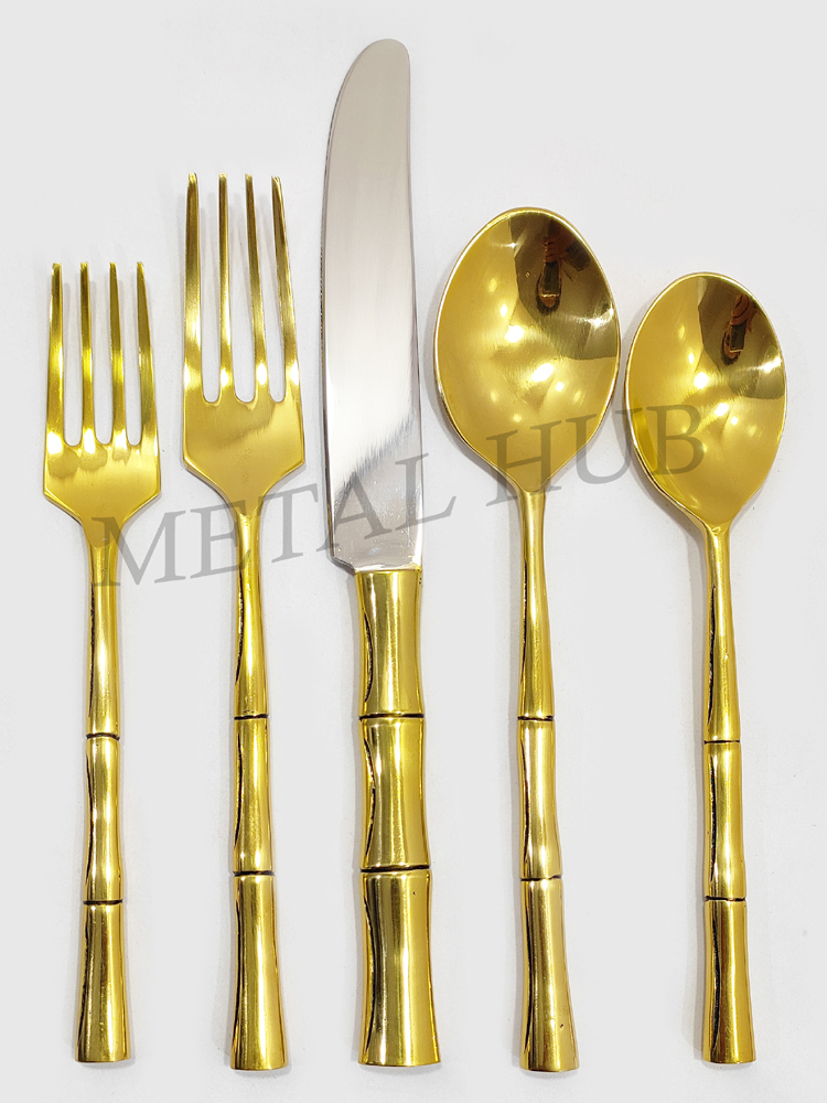 Shiny Gold Bamboo Flatware set