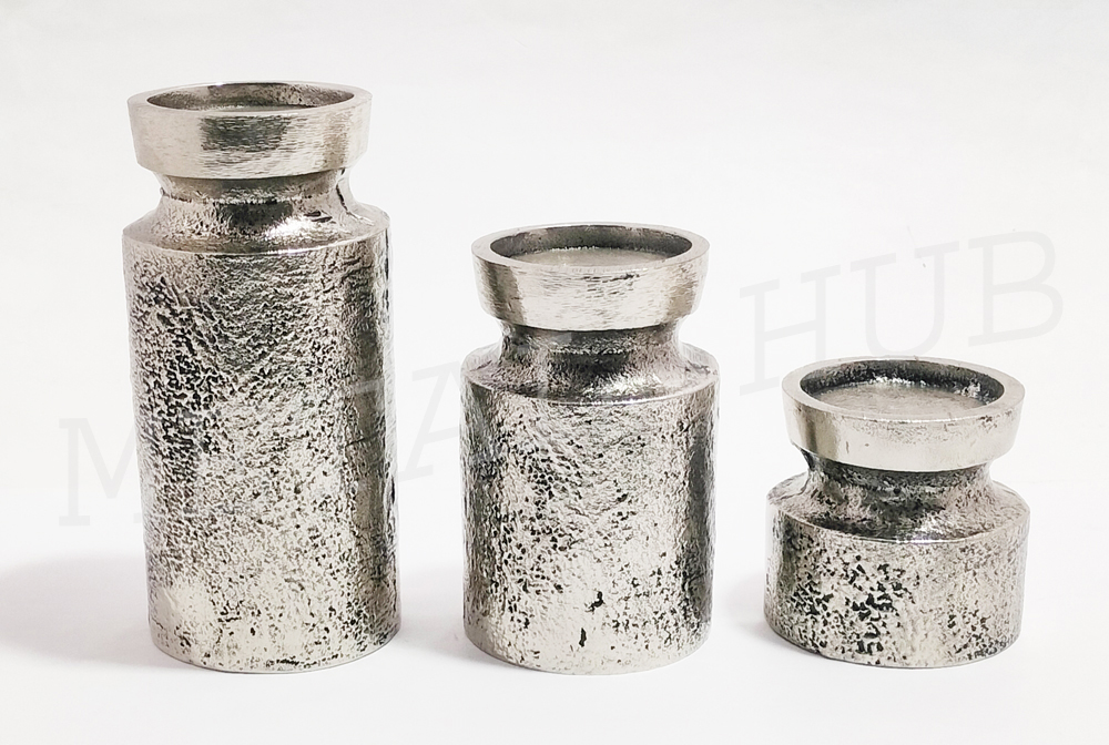 ALUMINIUM CANDLE STAND WITH BLACK ANTIQUE FINISH