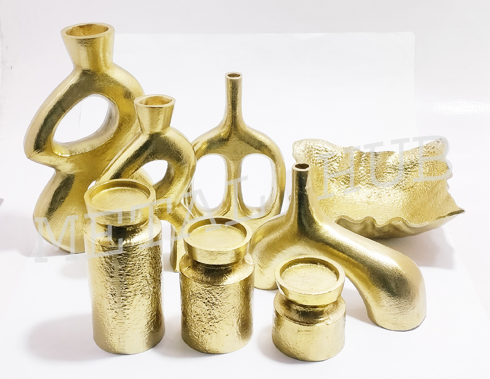 ALUMINIUM GOLD FLOWER VASES RANGE